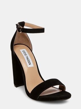 Steve Madden Carrson Heel Black Ankle Strap Size 9, 4.5 inch heel